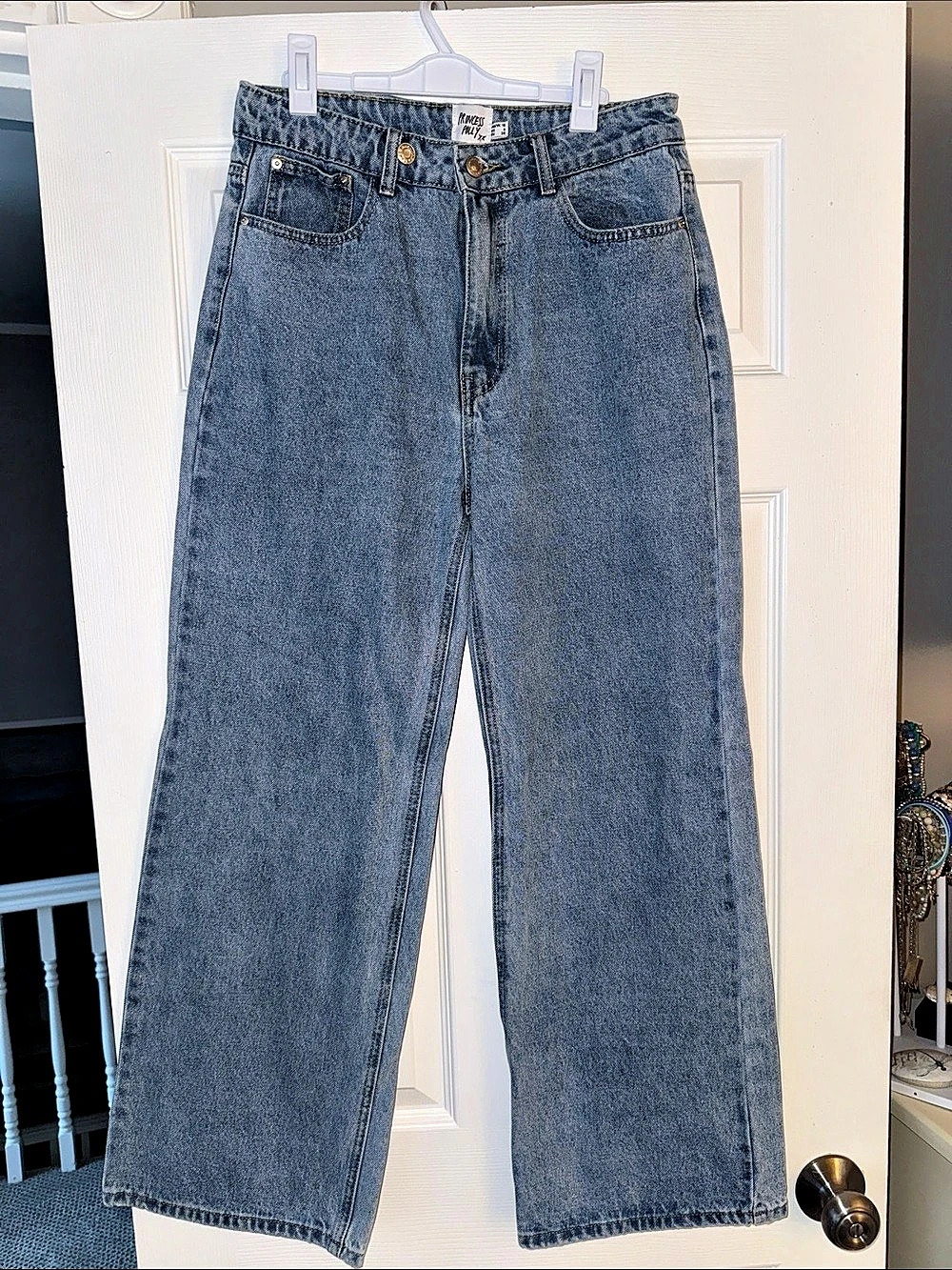 Princess Polly Straight/Wide Leg Cotton Jeans in Blue US 6 Like New